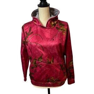 Realtree Women's Pink Camo Pullover Hoodie Sweatshirts Sz Medium